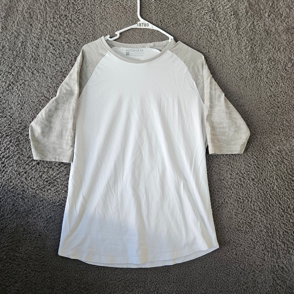 ALPHALETE Mens Medium‎ Performance Fit Baseball T Shirt White